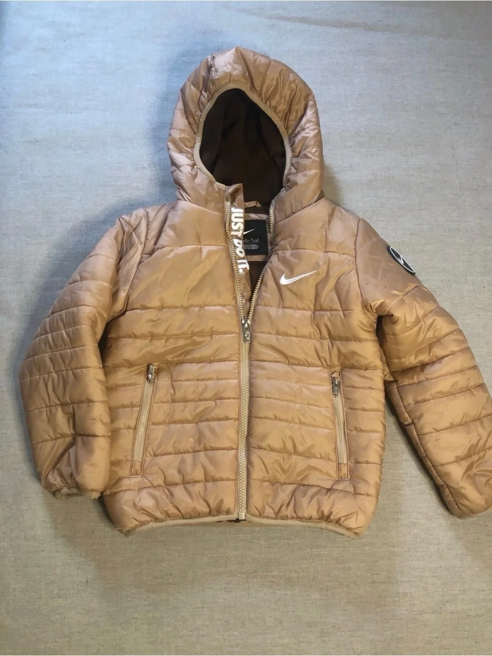 Nike Kids Beige/Tan Hooded Puffer Jacket